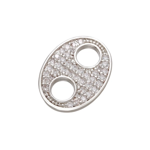 Macro shot of silver pavé cubic zirconia flower clasp connector for DIY jewelry making