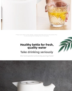 Detail of white matte insulated kettle with one-press button and leak-proof seal design