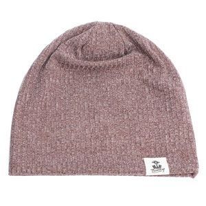 Bonnet en tricot marron gris avec patch Tunboy, style hip-hop minimaliste unisexe