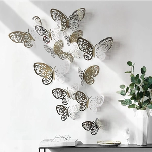3D hollow butterfly wall stickers in gold silver and white for home and party decor