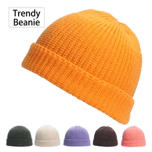 Knit Beanie Hat Acrylic Warm Winter Cuffed Docker Skull Cap Retro Streetwear For Men Women