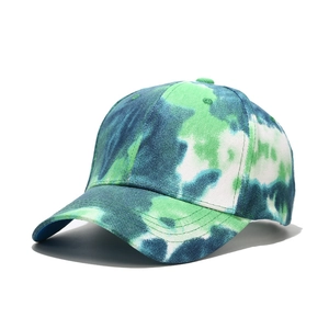 Casquette de baseball tie-dye verte et bleue avec design classique à six panneaux