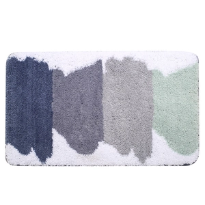 Nordic minimalist rectangle gradient plush bath mat with absorbent non-slip backing