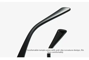 Detail of comfortable temples with anti-slip curved design for a perfect fit