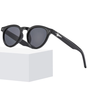 Lunettes De Soleil Ovales Rétro Pour Femmes Mode Monture Ronde Avec Décor Étoile En Métal Protection UV400 Lentille PC