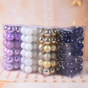 Set of 4 boxes of 4cm Christmas balls in purple, gold, white, and black with various finishes