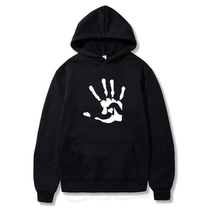 Men Pullover Hoodie Fleece Lined Long Sleeve Sweatshirt Handprint Heart Graphic Casual Hooded Top With Kangaroo Pocket
