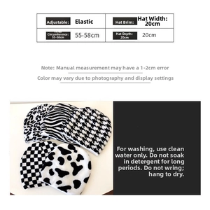 Size specifications and washing guide for the leopard print knit beanie hat