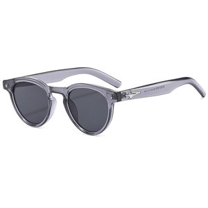 Lunettes de soleil ovales gris translucide avec décor étoile en argent sur les branches