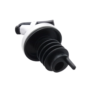 Kitchen oil bottle stopper and press-type dispenser nozzle in black and silver