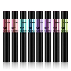 Set of 8 solid chrome mirror powder cushion pens in various vibrant metallic colors