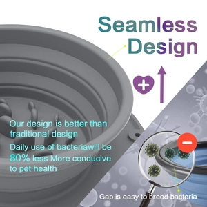Close-up of seamless dark grey silicone pet slow feeder showing anti-bacterial design
