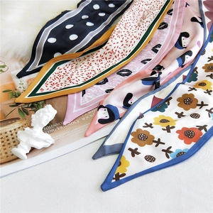 Elegant heart and floral silk neck scarf in various stylish patterns for hair or handbags