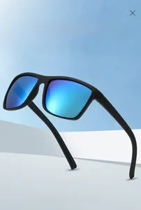 Detail of polarized cycling sunglasses with carbon fiber texture and blue lenses