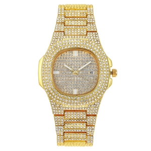 Montre À Quartz De Luxe Pour Femmes Métal Strass Cristal Cadran Carré Mode Analogique Avec Calendrier Date