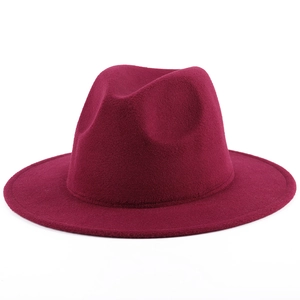 Classic burgundy wool felt fedora with a wide brim and structured crown for winter