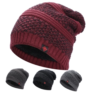 Winter Knit Beanie Hat Acrylic Warm Fleece Lined Outdoor Skiing Windproof Unisex Snowflake Patch Casual