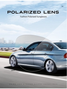 Close-up of polarized lens showing glare reduction on roads for outdoor sports sunglasses