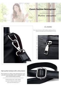 Close-up of premium silver-tone metal zippers and hardware on black pebbled leather bag