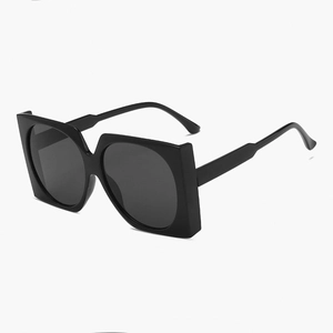 Classic oversized square black sunglasses with thick frames and dark smoke lenses