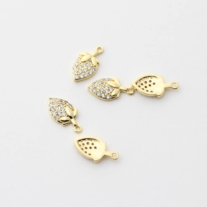 Exquisite 18k gold strawberry pendant with micro-set zircon for DIY jewelry making
