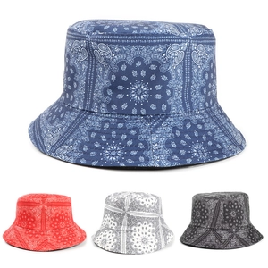 Paisley Print Bucket Hat Cotton Polyester Double Sided Wearable Sun Protection Ethnic Vintage Foldable Unisex
