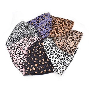 Fashionable leopard print knit beanies in multiple colors on a clean white background