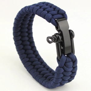 Outdoor Survival Paracord-Armband mit verstellbarem schwarzem Metall-D-Bügel in Dunkelblau