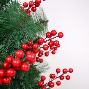 Artificial Christmas red berries and pine needles branches for holiday home decoration