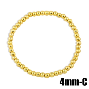 Bracelet à billes dorées 4mm poli pour femmes avec un design extensible et minimaliste