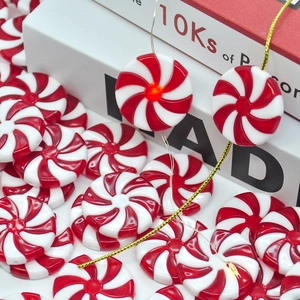 Red and white swirl mint candy LED string lights for Christmas tree decoration