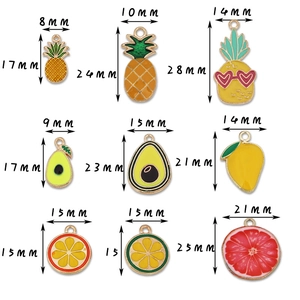 Bunte Emaille-Fruchtanhänger wie Ananas und Zitrone für DIY-Schmuckherstellung und Zubehör