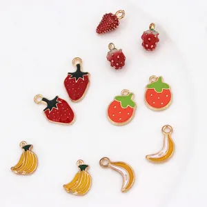 Fruit Charms Enamel Alloy Strawberry Banana DIY Jewelry Making Findings Accessories 3D Fruit Pendants