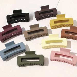 Collection of matte large rectangular hair claw clips in ten Morandi and classic colors
