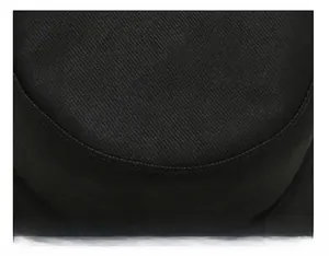 Close-up of double-stitched seam on black cotton bucket hat with high density twill fabric