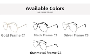 Detailed comparison of four metallic finishes for these aviator style optical frames