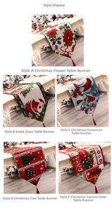 Detail of Christmas table runners with festive jacquard patterns and red tassels