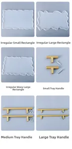 DIY silicone resin tray molds set with assorted golden metal handles and screws