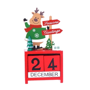 Handcrafted wooden Christmas reindeer countdown calendar with Seasons Greetings sign