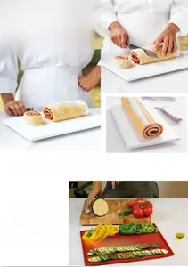 Versatile silicone baking mat for Swiss rolls and food prep in white and red colors