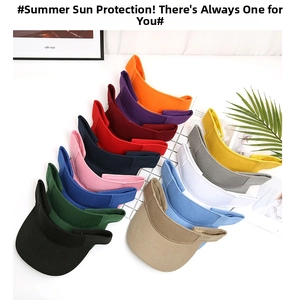 Selection of colorful summer sun visors with adjustable velcro straps in various vibrant colors