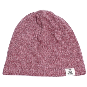 Détail de la texture tricotée rouge et blanche avec étiquette tissée Tunboy sur le côté