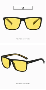 Macro detail of cycling sunglasses with yellow polarized lenses and carbon fiber texture