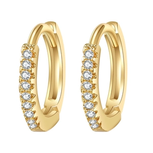 Minimalist Copper Zirconia Huggie Hoop Earrings Micro Inlaid Round Gold Plated Small Ear Buckle Accessories For Women