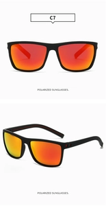 Macro shot of polarized sunglasses C7 with carbon fiber frame and orange mirror lenses