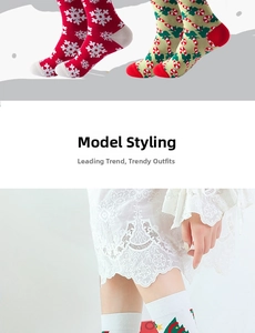 Detailed close-up of knitted Christmas socks featuring festive snowflake and candy cane patterns