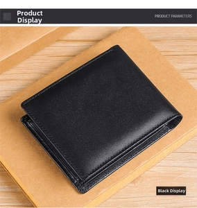 Top-down view of men's genuine leather wallet showing card slots and natural texture