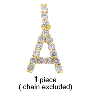 Pendentif lettre A doré serti de zircons cubiques, vendu seul sans la chaîne