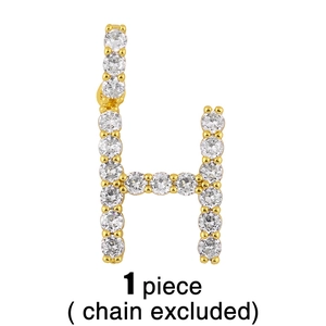 Détail du pendentif lettre H doré serti de cristaux brillants, chaîne non incluse