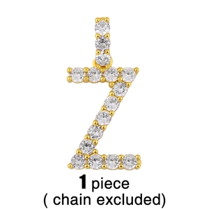 Détail du pendentif lettre Z plaqué or avec strass étincelants, vendu à l'unité